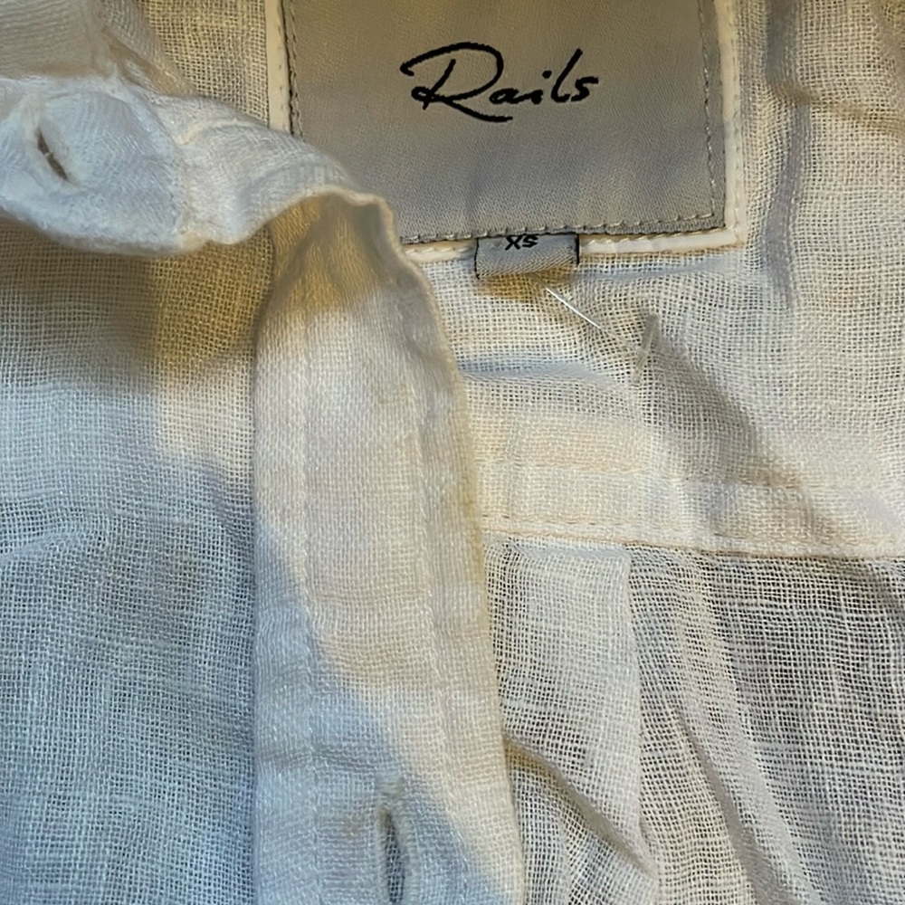 Rails Button Down White Shirt With Weaved Stars (… - image 4